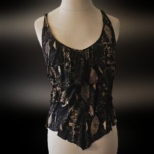 Express Snakeskin Print Ruffle Top